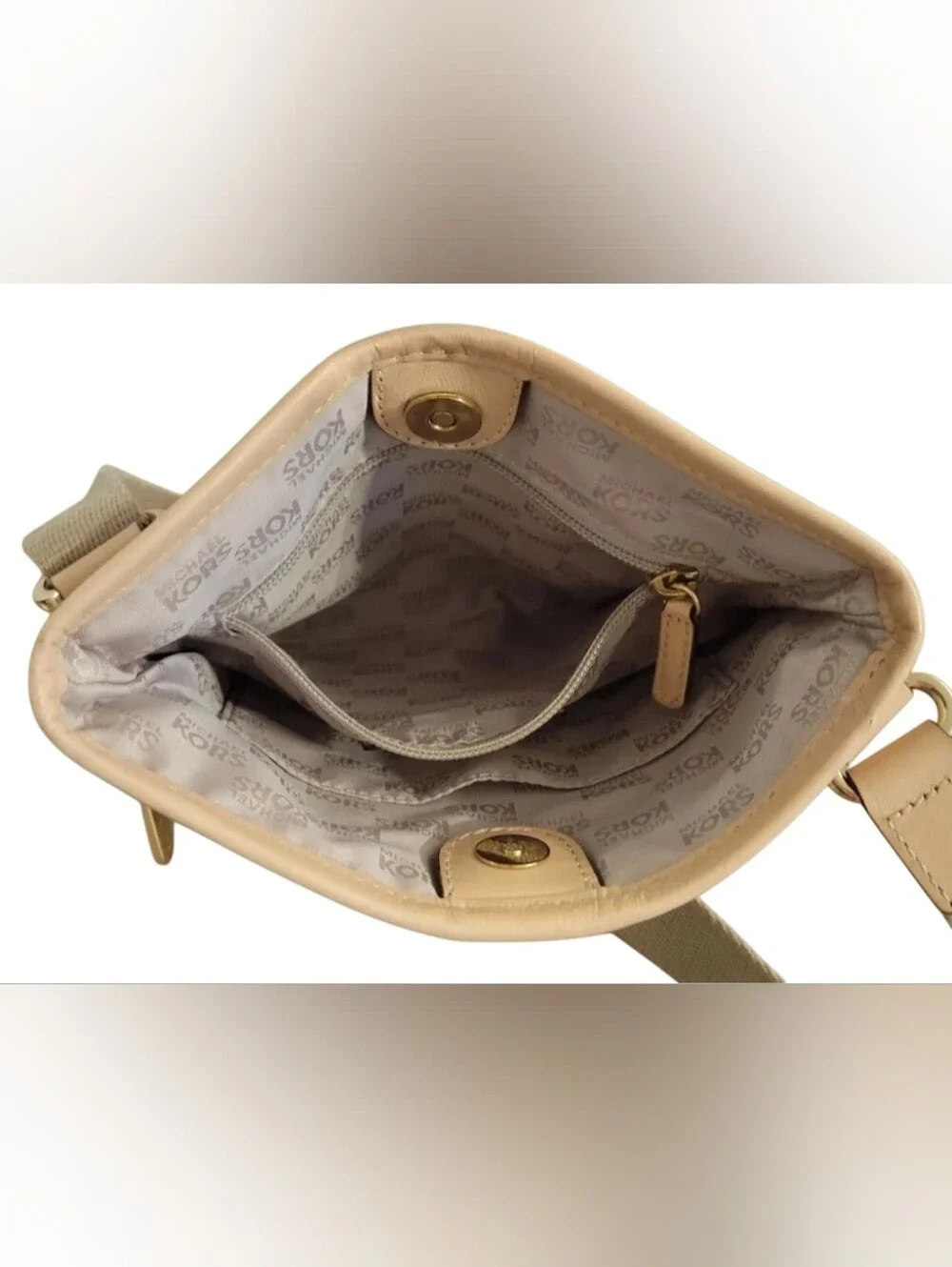 Michael Kors Beige Monogram Crossbody Bag